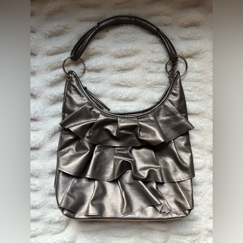Brownish Y2K Ruffled Shoulder Bag | OS